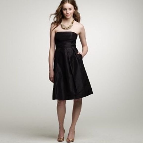 J. Crew Dresses & Skirts - J. Crew Lorelei Silk Taffeta Strapless Little Black Party Cocktail Dress Size 8